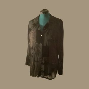 VINTAGE CHICO’S DESIGN SHEER PATCHWORK VELVET/BRONZE SET
